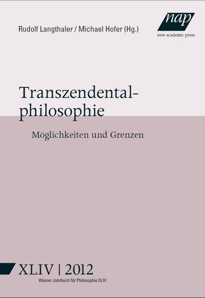 Cover Wiener Jahrbuch für Philsophie Band 44 Transzendentalphilosophie © new academic press 